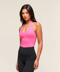 Halter Neck Cami with Shelf Energy Pink