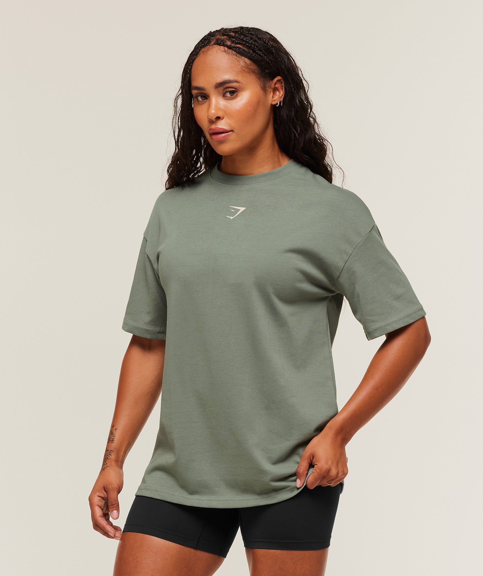 Power Oversized T-Shirt Unit Green/Oat White