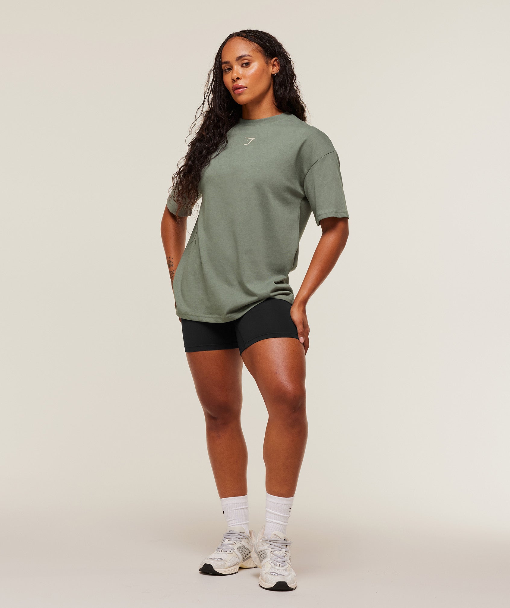 Power Oversized T-Shirt Unit Green/Oat White