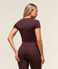 Everyday Seamless Tight Fit Crew Neck Tee Cherry Purple