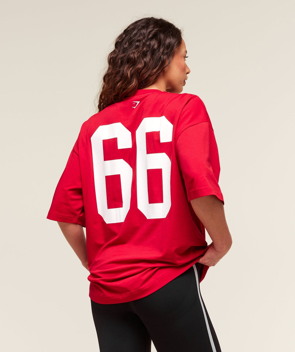 Varsity Graphic Oversized T-shirt Conditioning Red