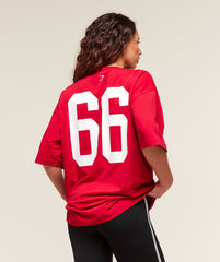 Varsity Graphic Oversized T-shirt Conditioning Red