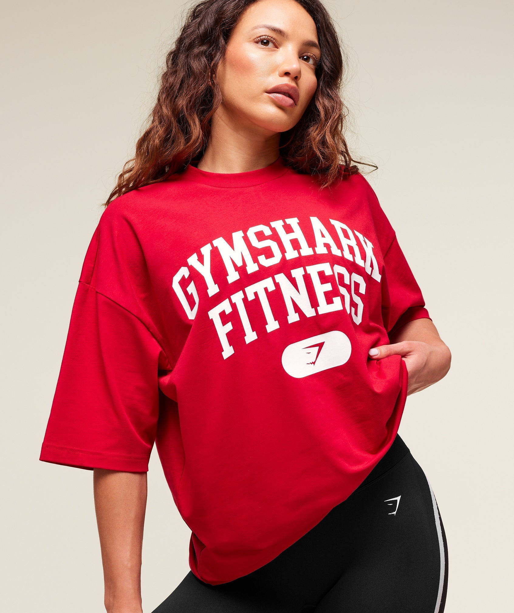 Varsity Graphic Oversized T-shirt Conditioning Red