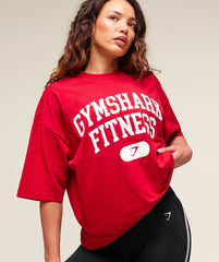 Varsity Graphic Oversized T-shirt Conditioning Red