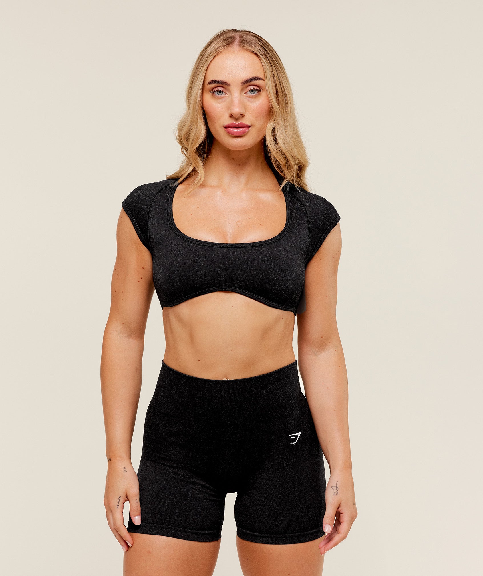 Adapt Fleck x Whitney Short Sleeve Crop Top Black