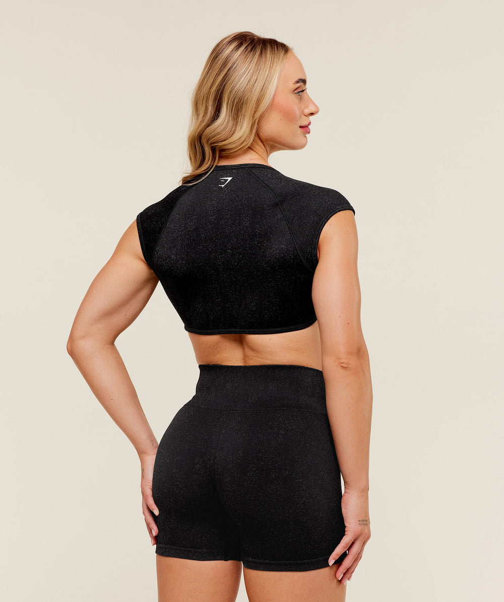 Adapt Fleck x Whitney Short Sleeve Crop Top Black