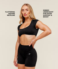 Adapt Fleck x Whitney Short Sleeve Crop Top Black