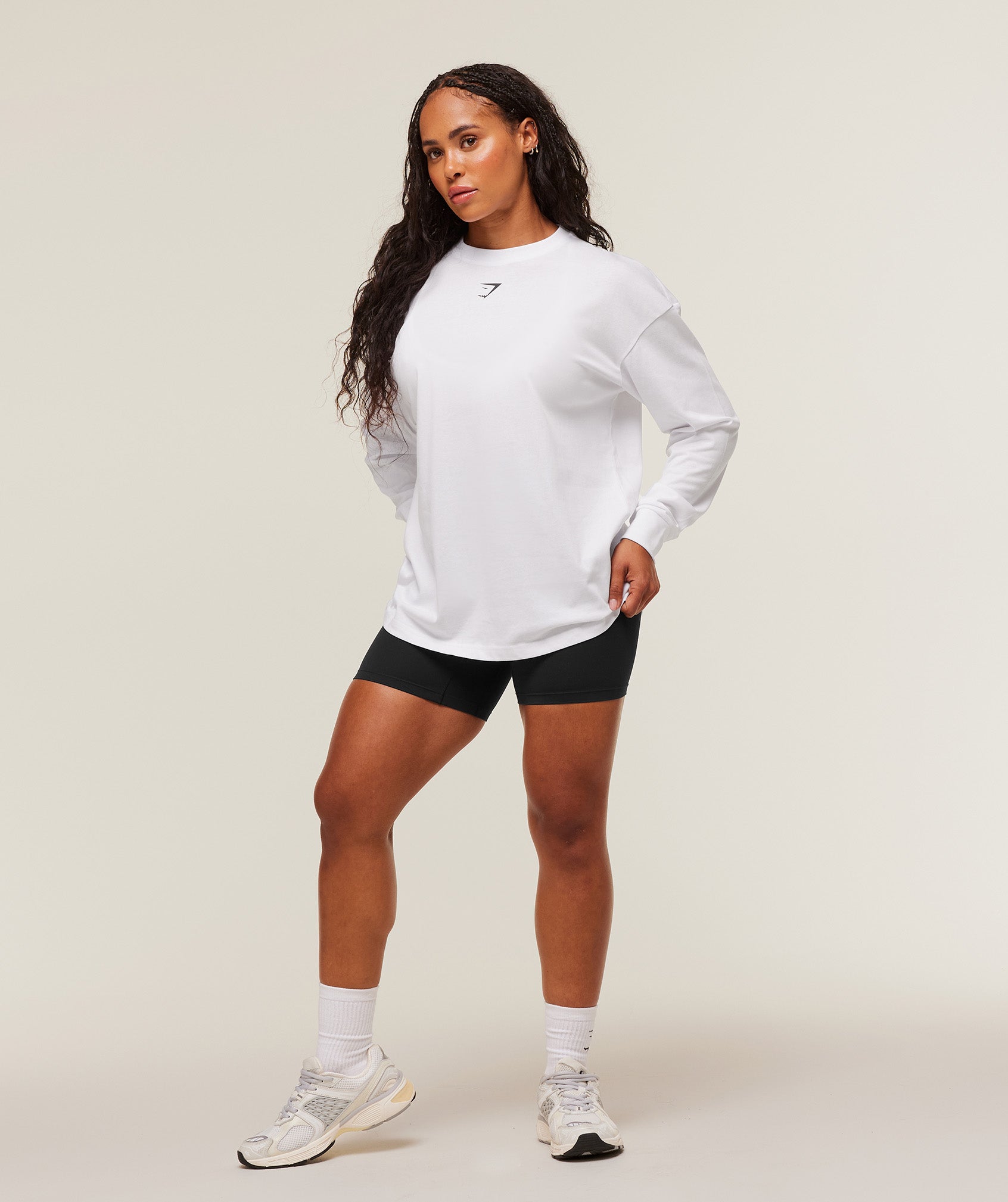 Power Long Sleeve Top White/Black