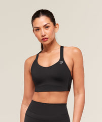 Crossover Strap High Support Sports Bra Black