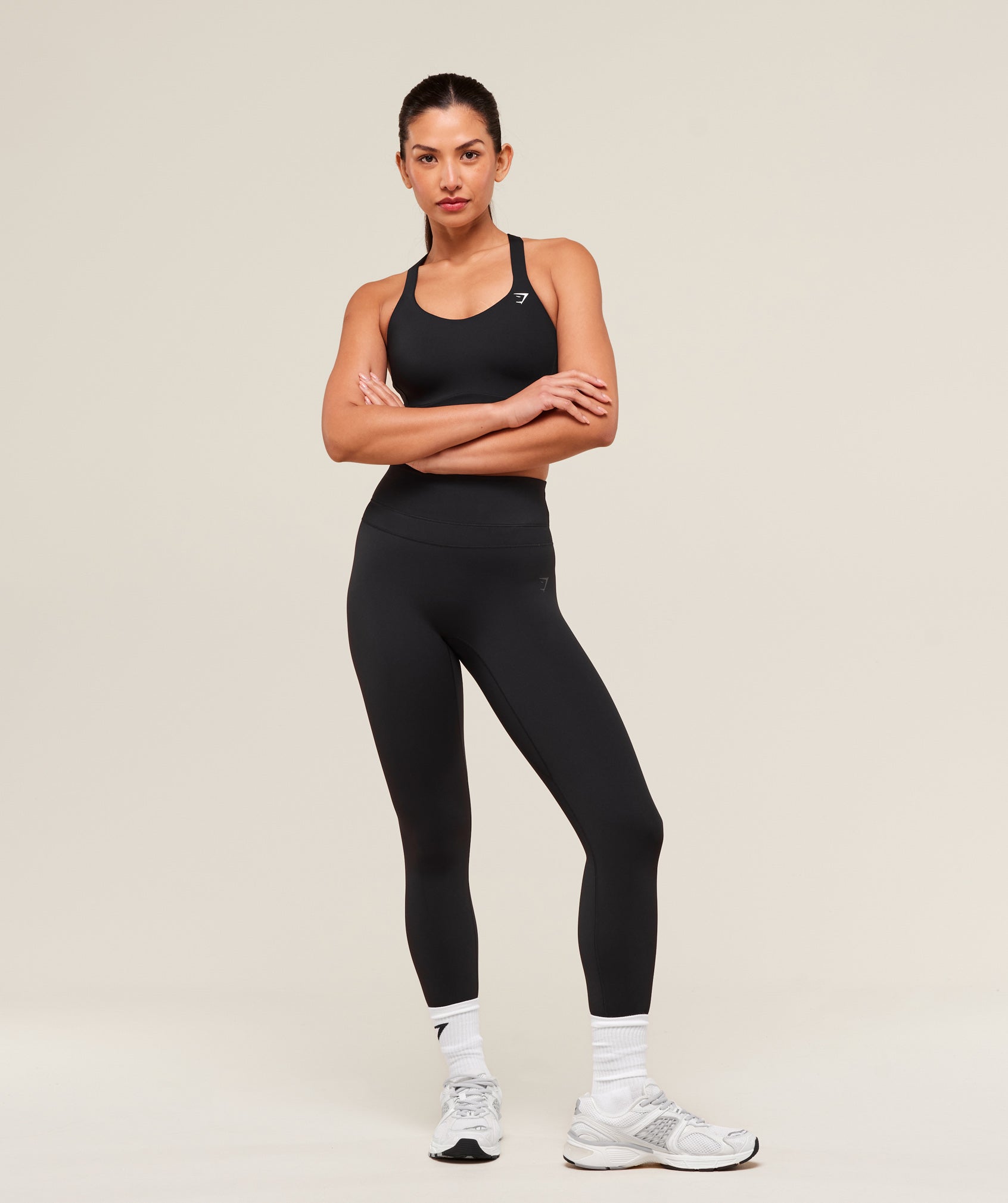 Crossover Strap High Support Sports Bra Black