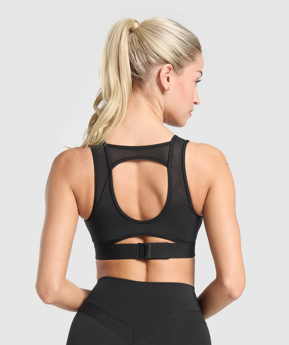 Mesh Back Sports Bra Black
