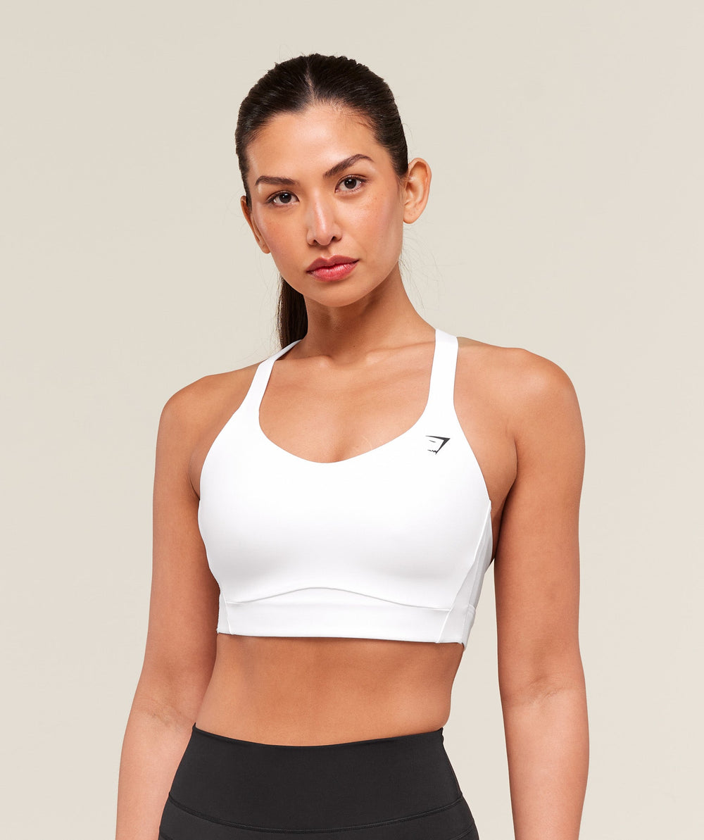 Crossover Strap High Support Sports Bra White