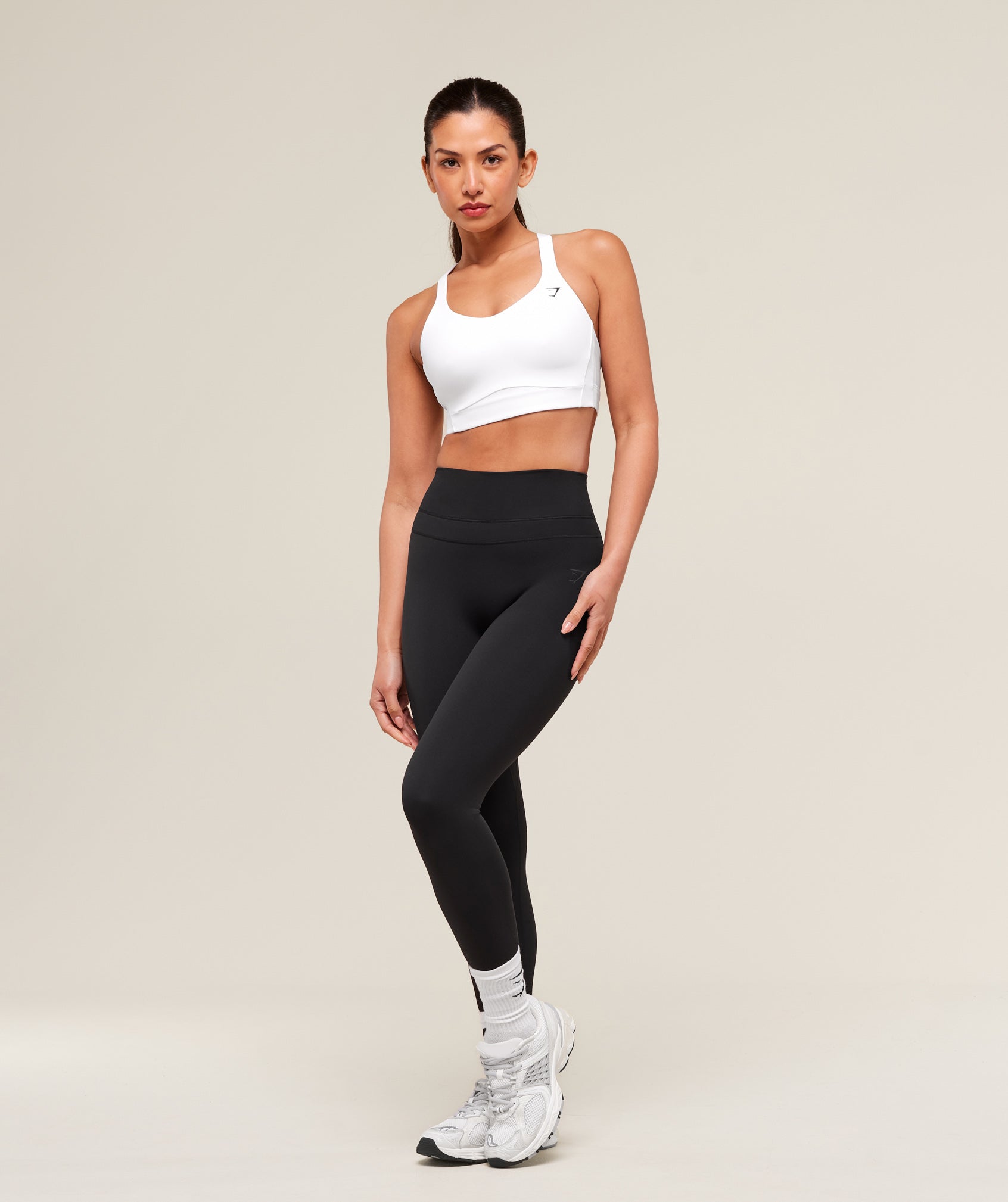 Crossover Strap High Support Sports Bra White
