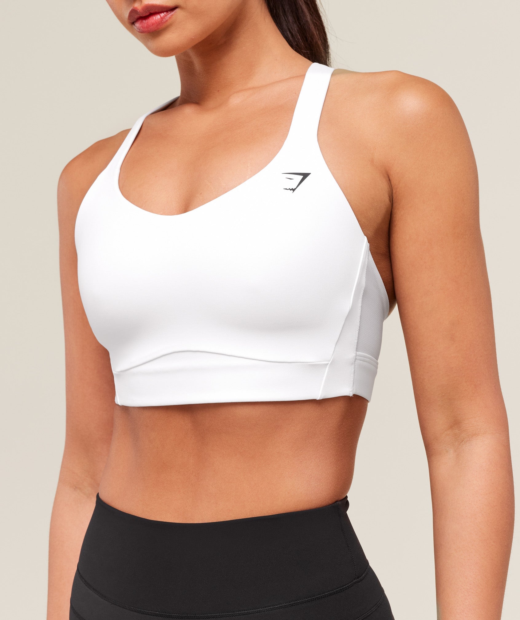 Crossover Strap High Support Sports Bra White