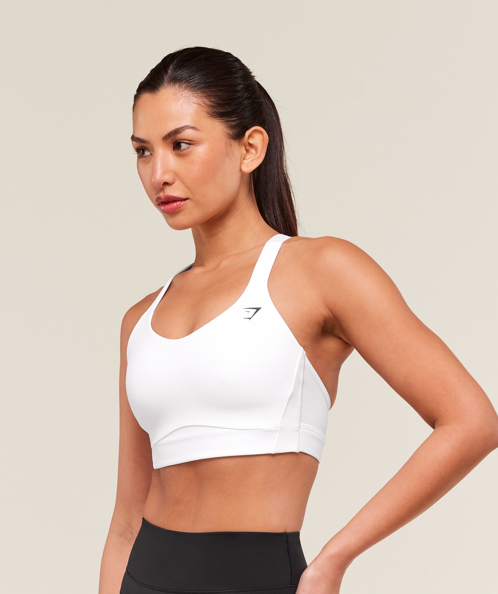 Crossover Strap High Support Sports Bra White
