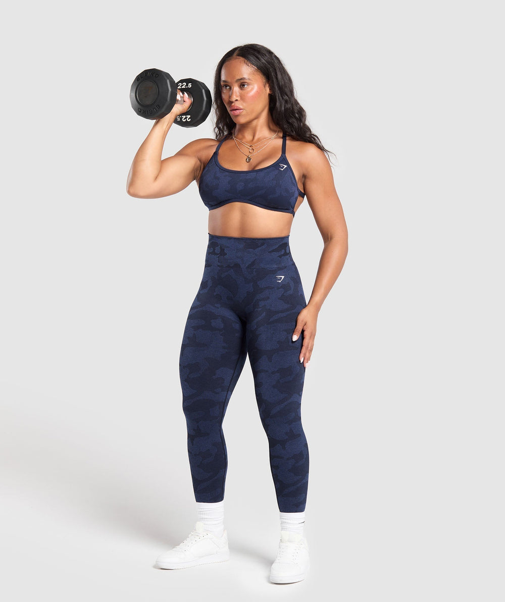 Adapt Camo Cross Back Sports Bra Midnight Blue/Ash Blue
