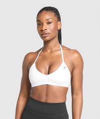Minimal Halterneck Sports Bra White