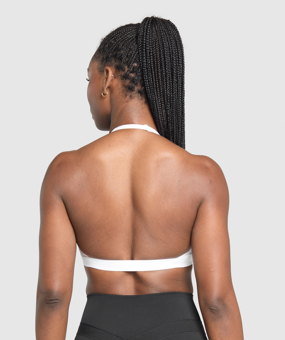 Minimal Halterneck Sports Bra White