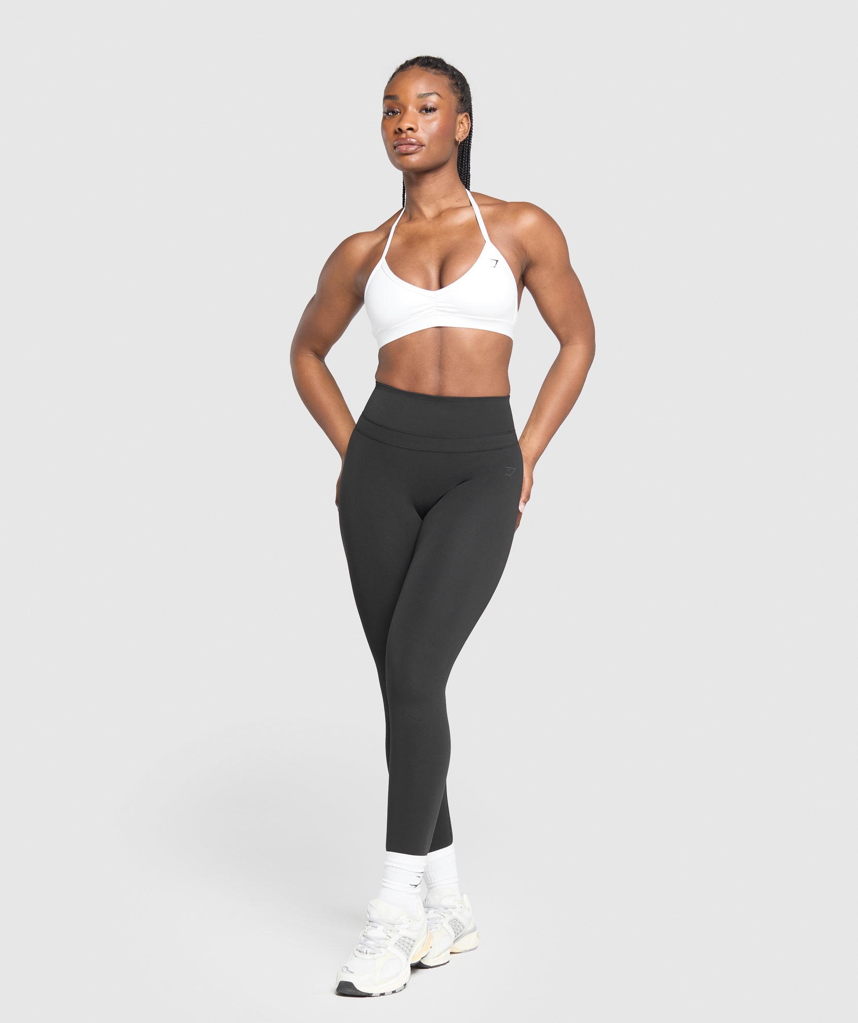 Minimal Halterneck Sports Bra White