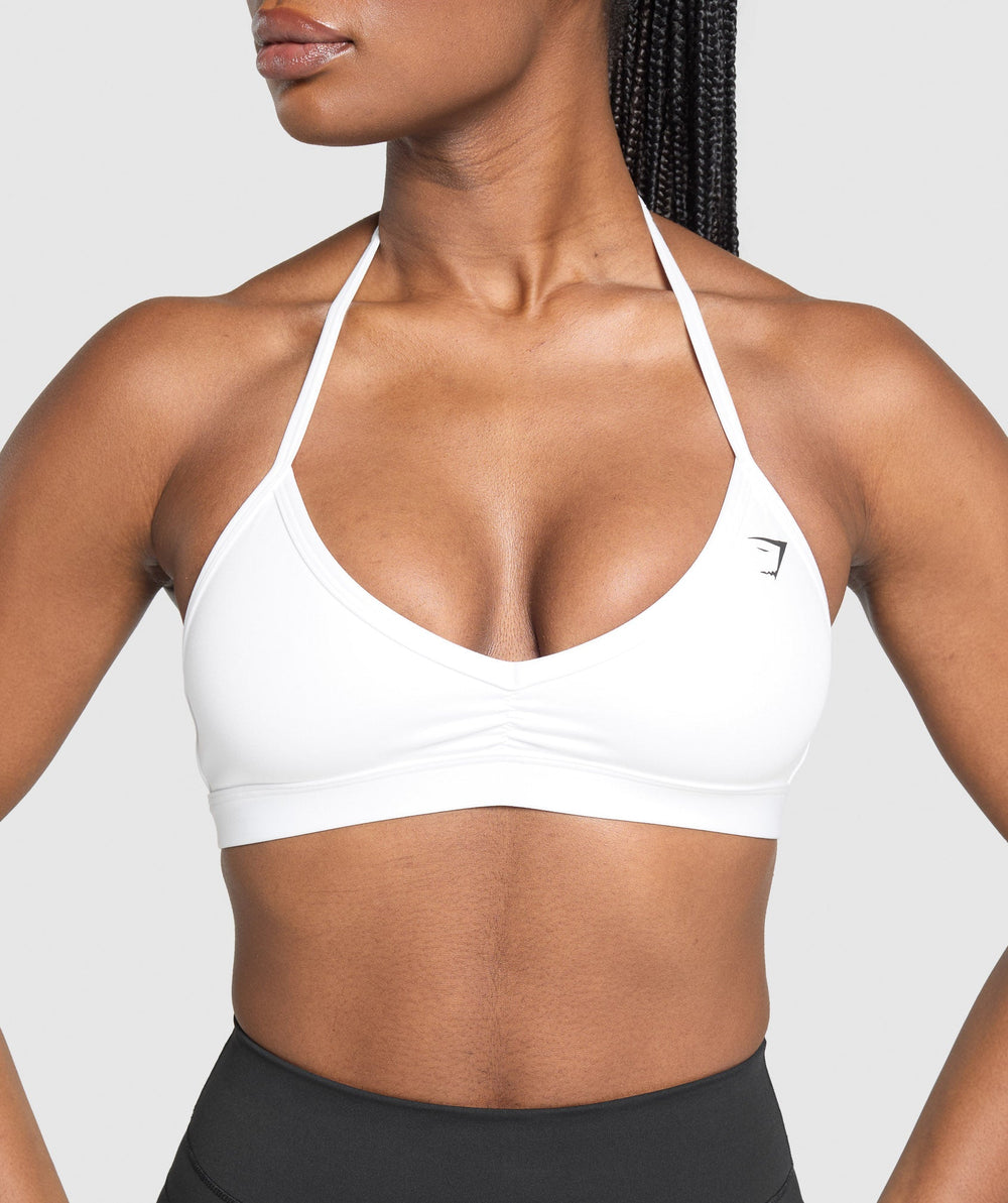 Minimal Halterneck Sports Bra White