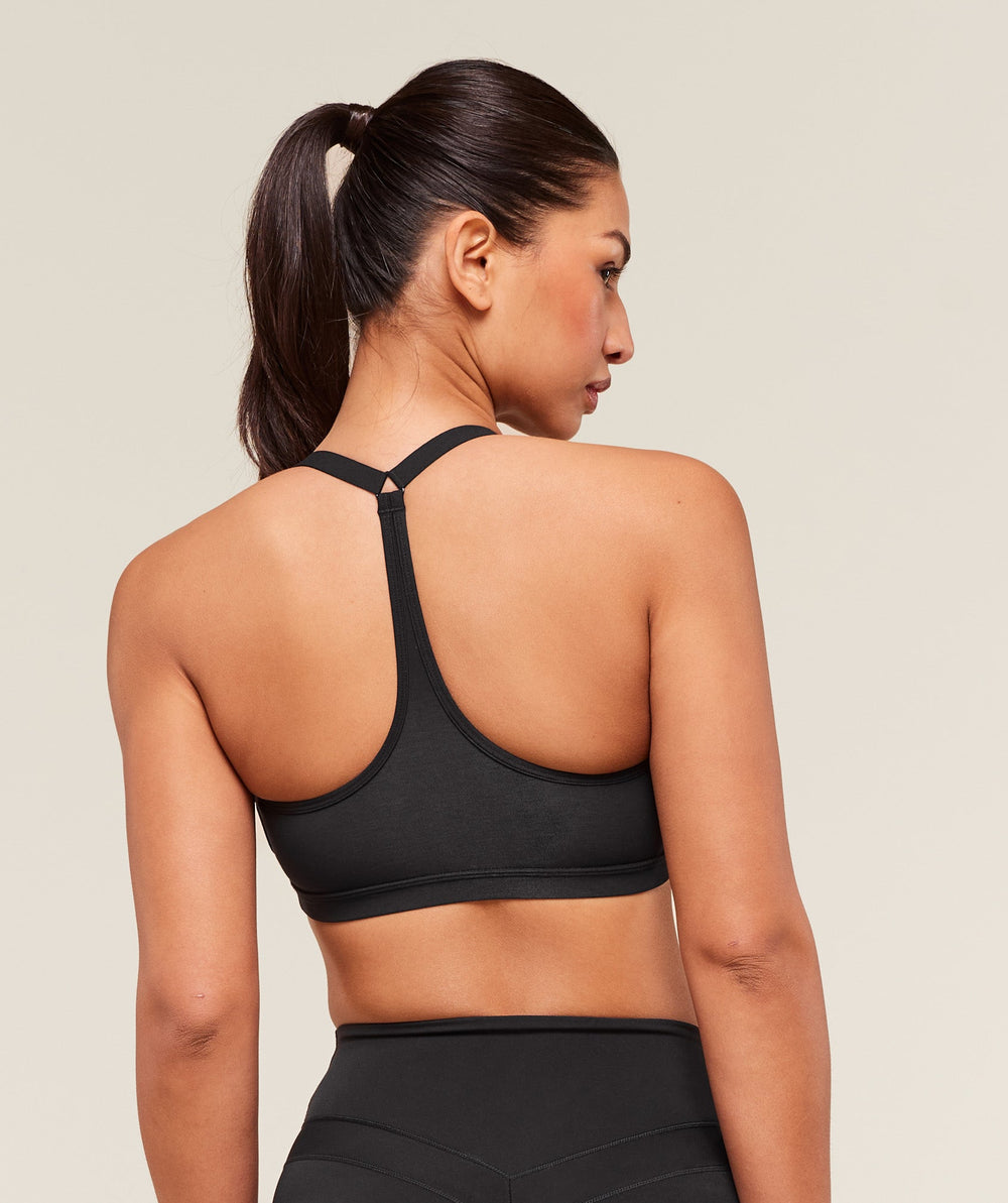 Cotton Racerback Sports Bra Black