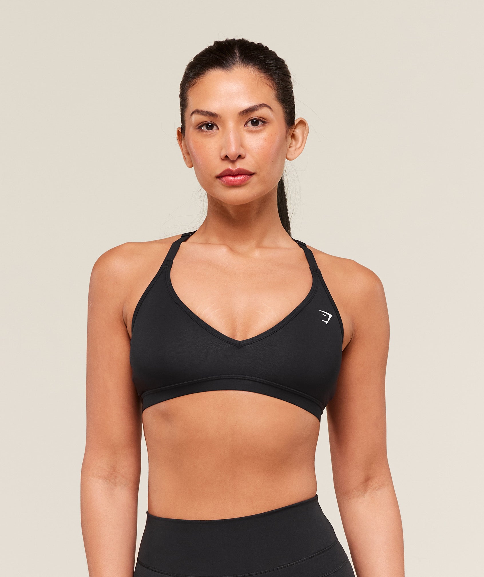 Cotton Racerback Sports Bra Black