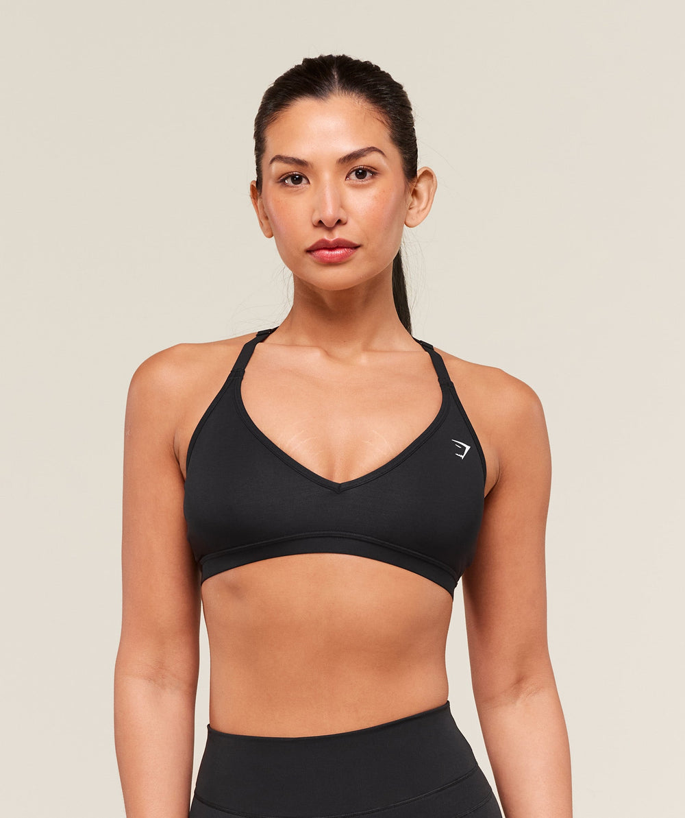 Cotton Racerback Sports Bra Black