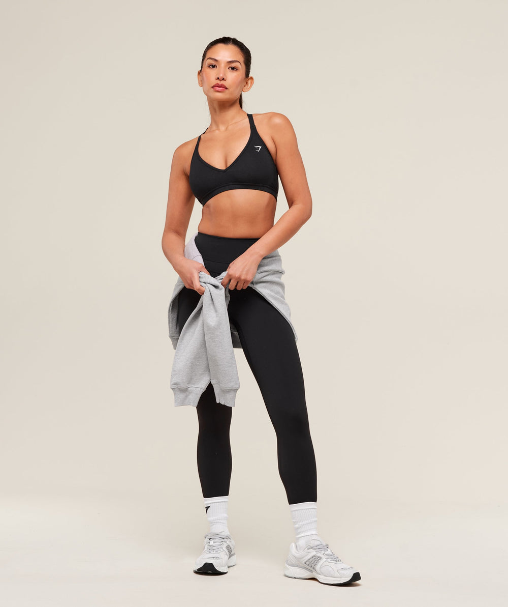 Cotton Racerback Sports Bra Black