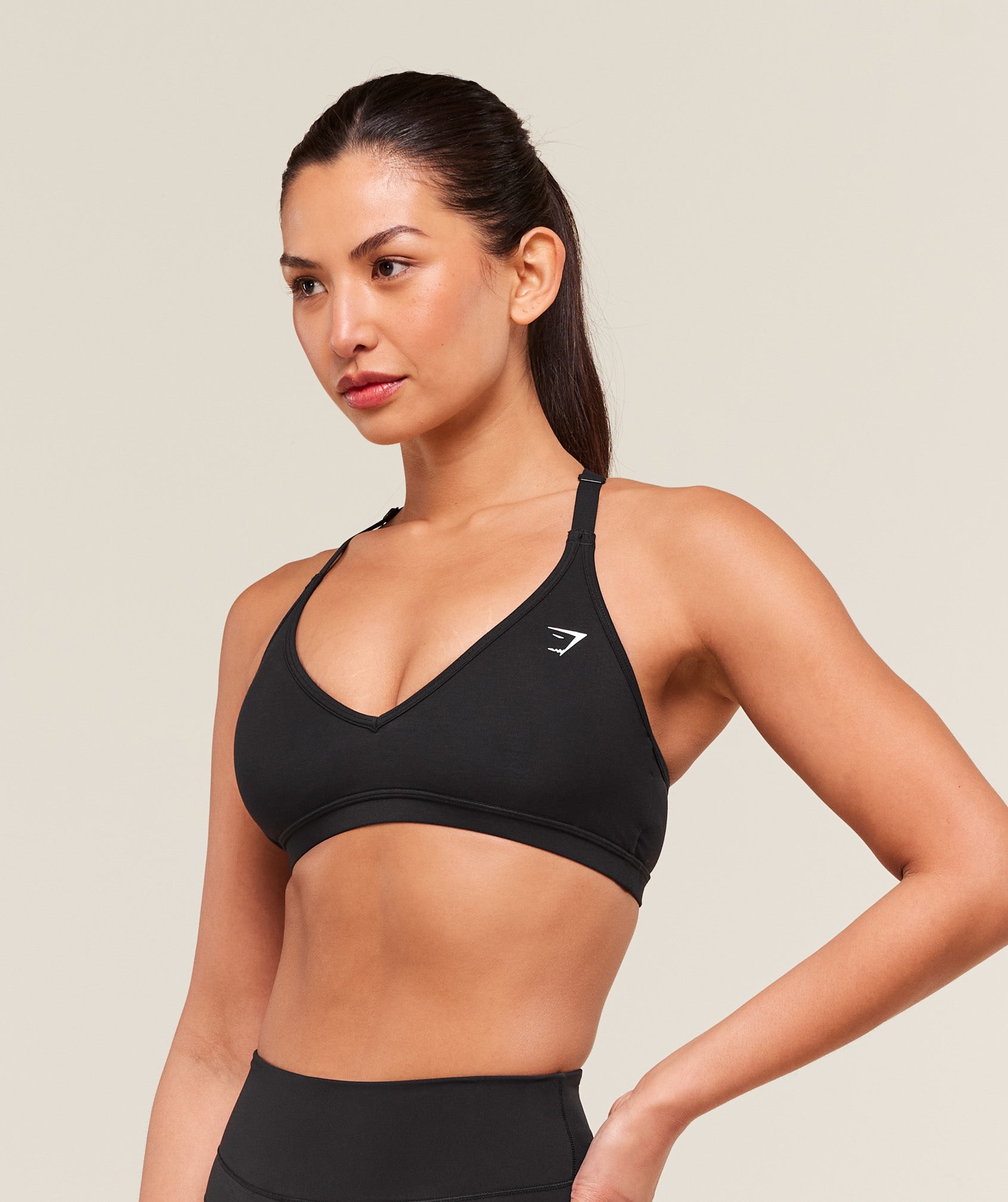 Cotton Racerback Sports Bra Black