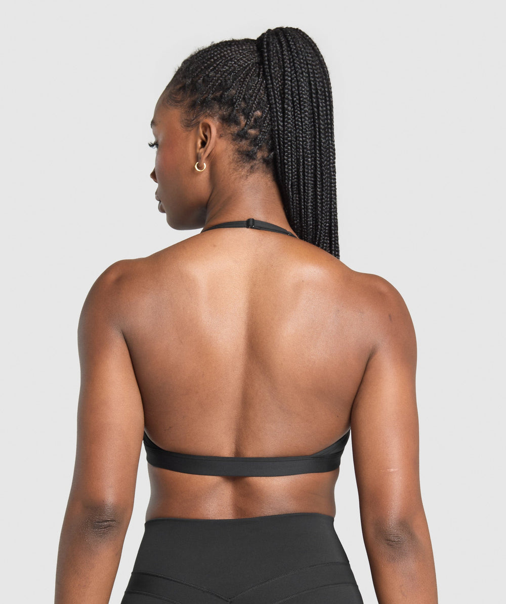 Minimal Halterneck Sports Bra Black