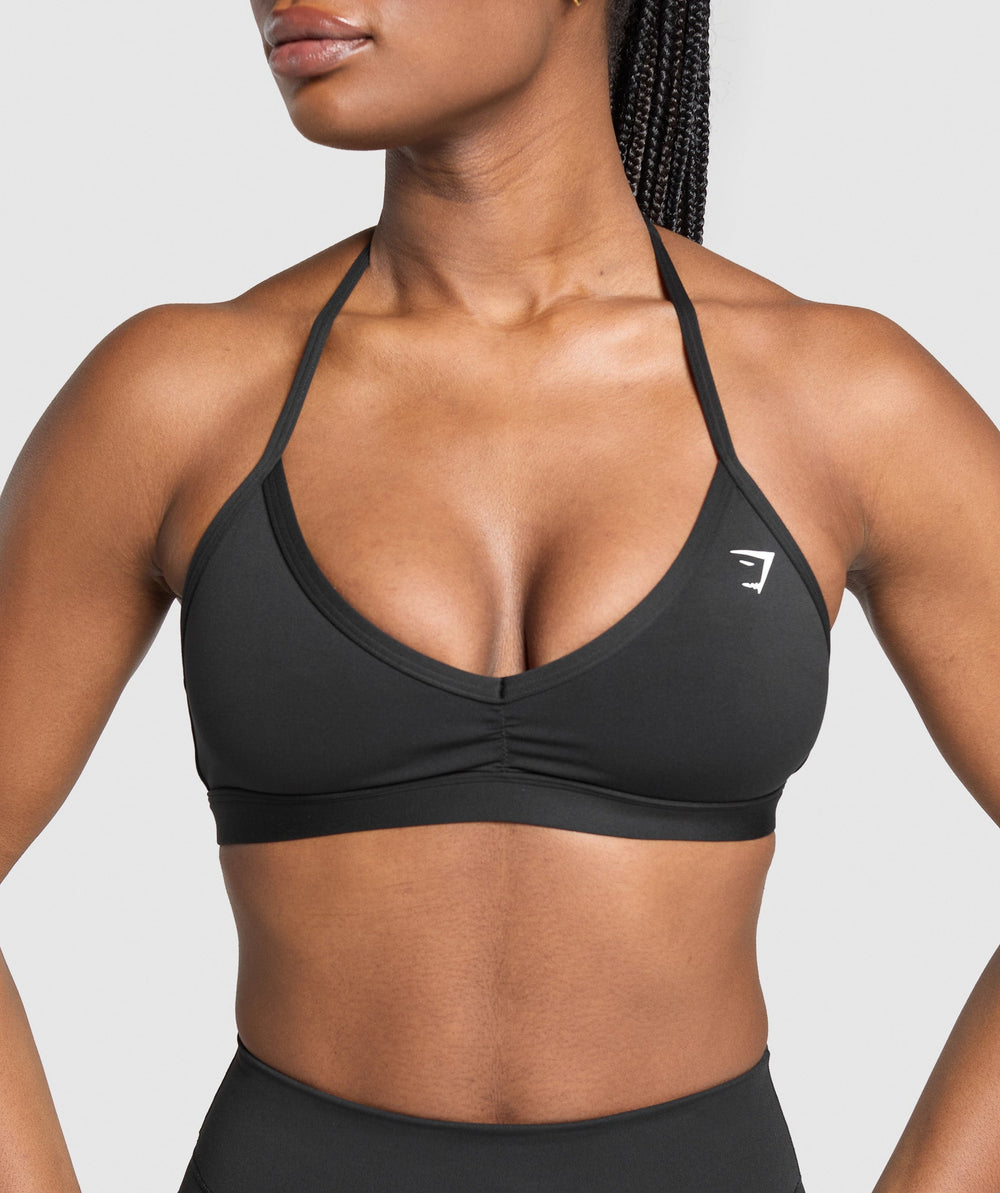 Minimal Halterneck Sports Bra Black