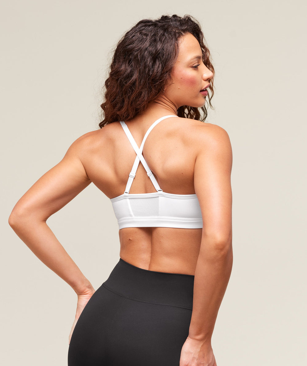 Ruched Sports Bra White