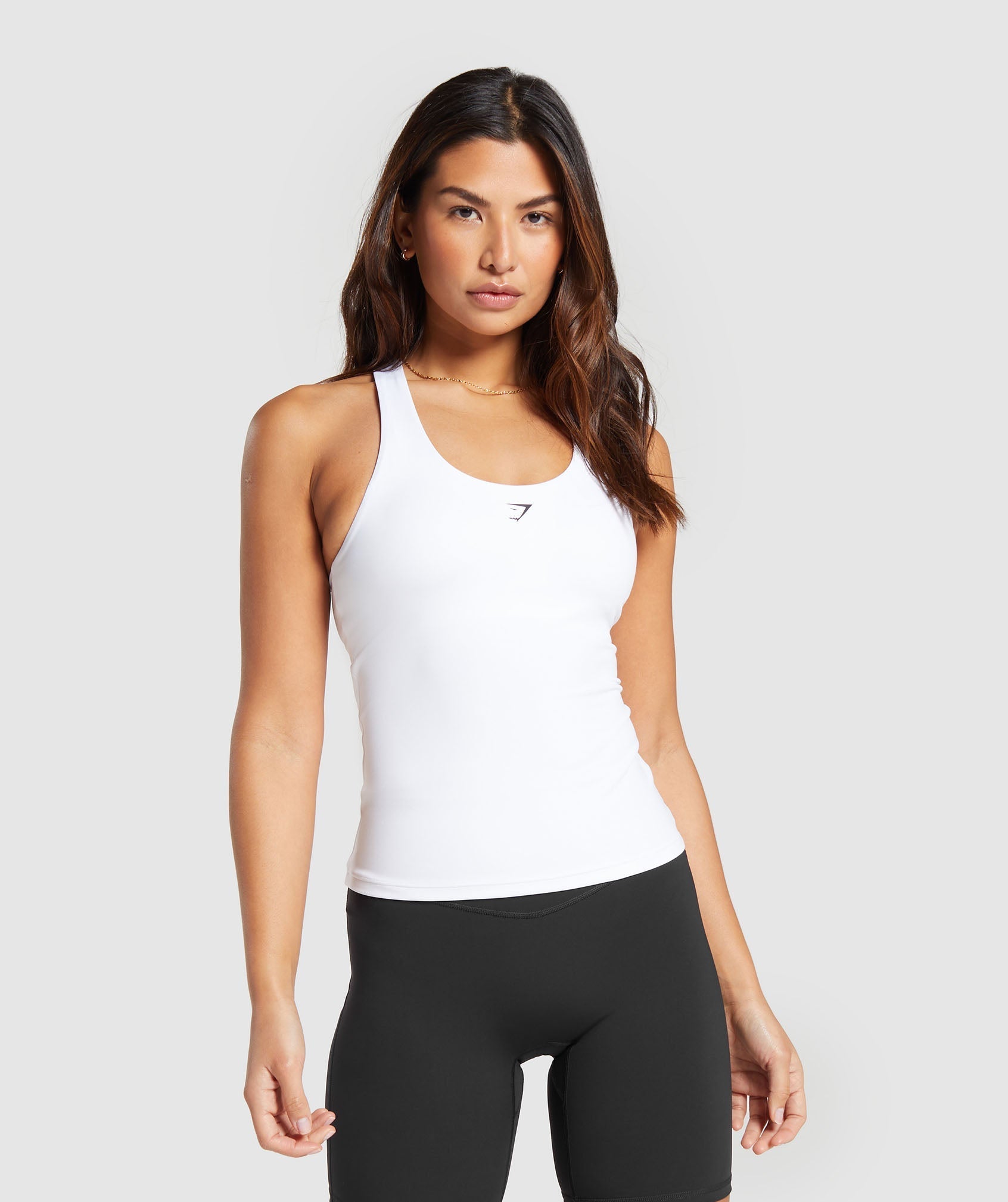 Everyday Racer Back Tank With Shelf White