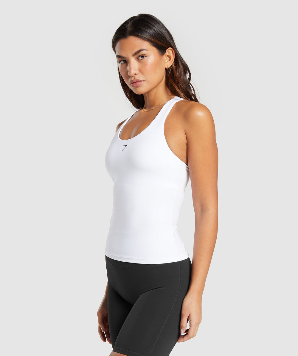 Everyday Racer Back Tank With Shelf White