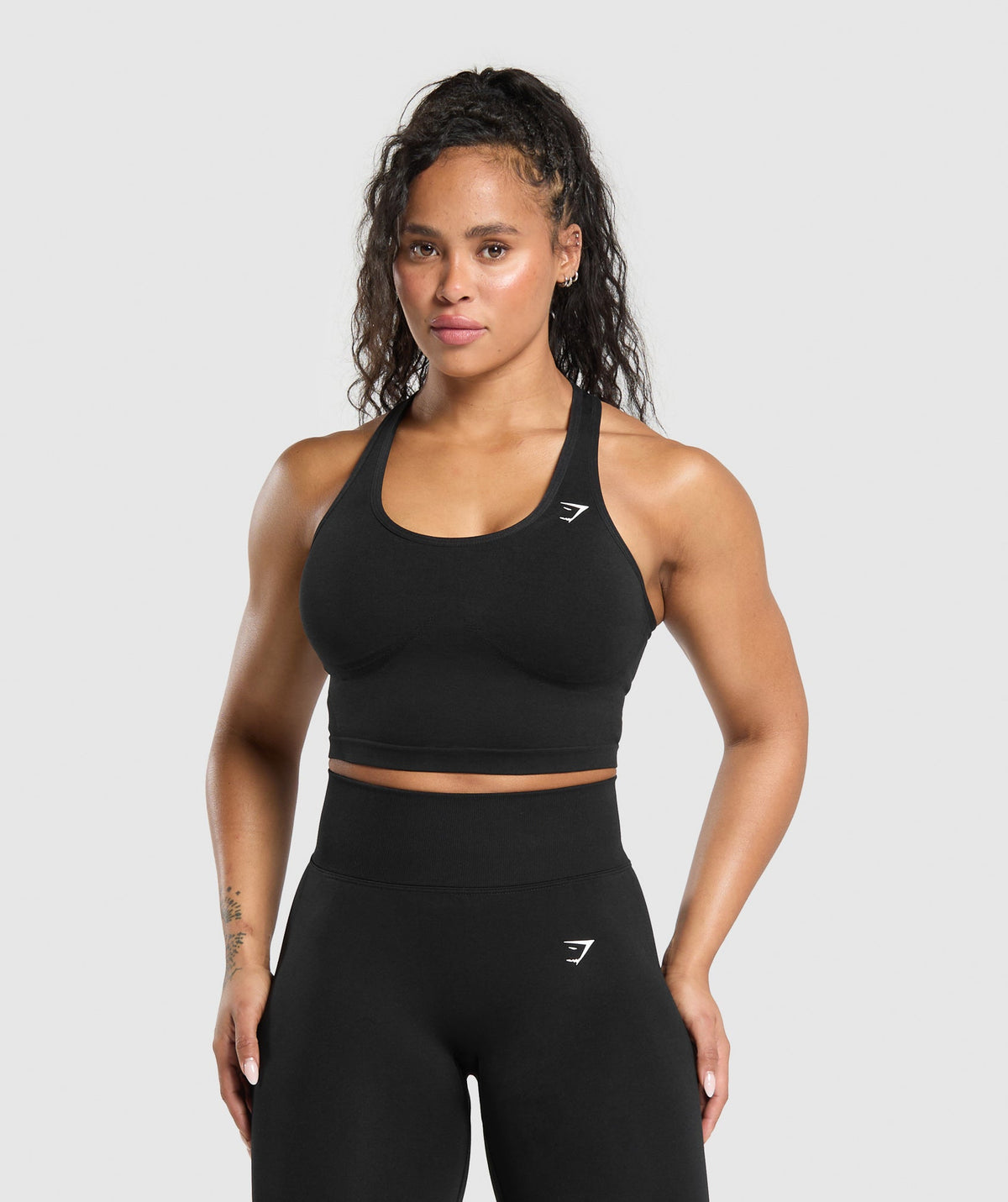 Lift Seamless Midi Tank With Shelf Black/Black Marl