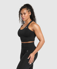 Lift Seamless Midi Tank With Shelf Black/Black Marl