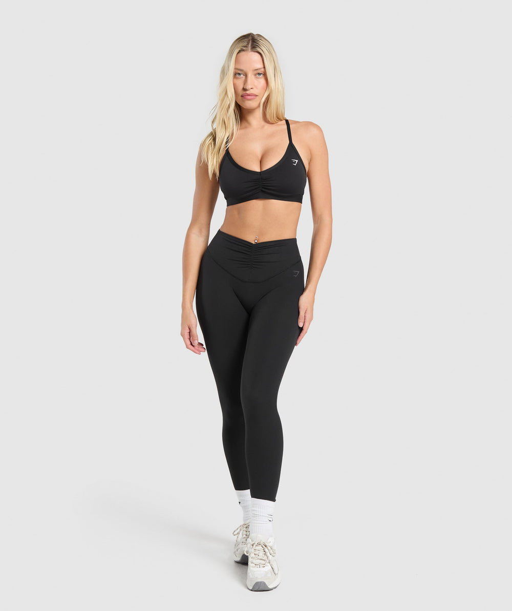 Ruched Strappy Sports Bra Black