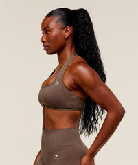 Adapt Fleck x Whitney Halterneck Sports Bra Soft Brown/Chestnut Pink