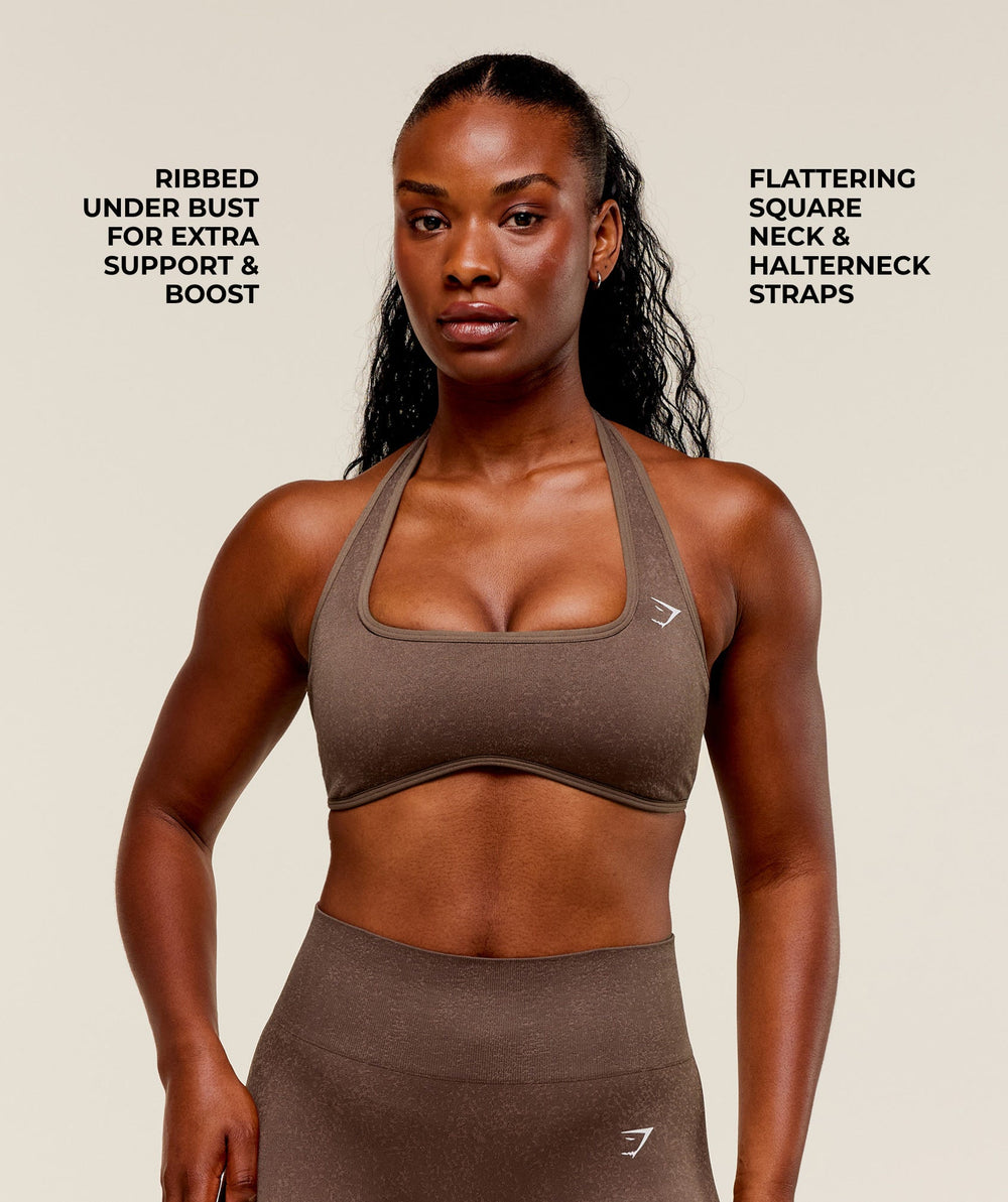 Adapt Fleck x Whitney Halterneck Sports Bra Soft Brown/Chestnut Pink