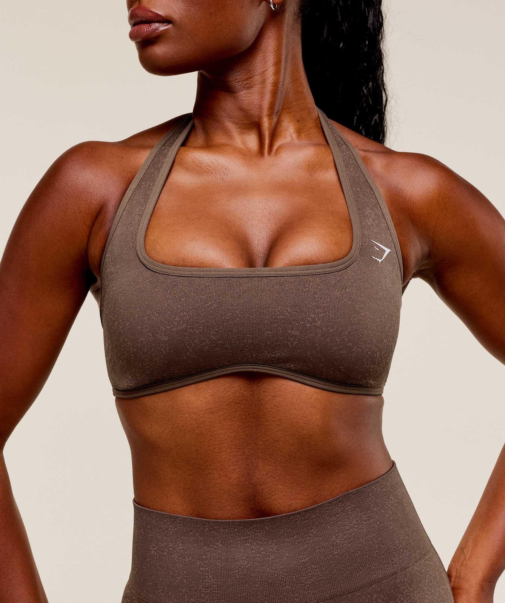 Adapt Fleck x Whitney Halterneck Sports Bra Soft Brown/Chestnut Pink