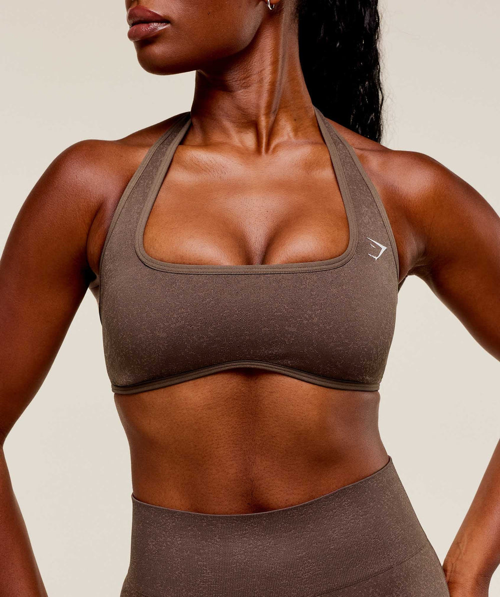 Adapt Fleck x Whitney Halterneck Sports Bra Soft Brown/Chestnut Pink