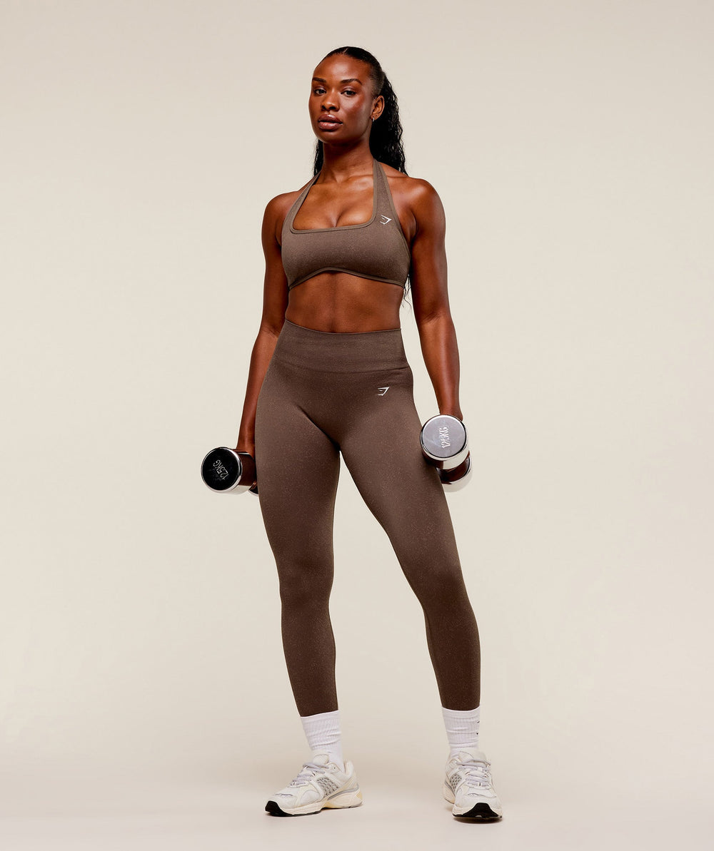 Adapt Fleck x Whitney Halterneck Sports Bra Soft Brown/Chestnut Pink