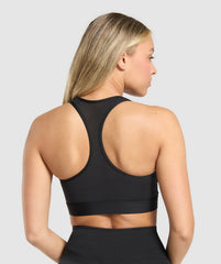 Square Neck Sports Bra Black