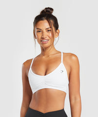 Ruched Strappy Sports Bra White