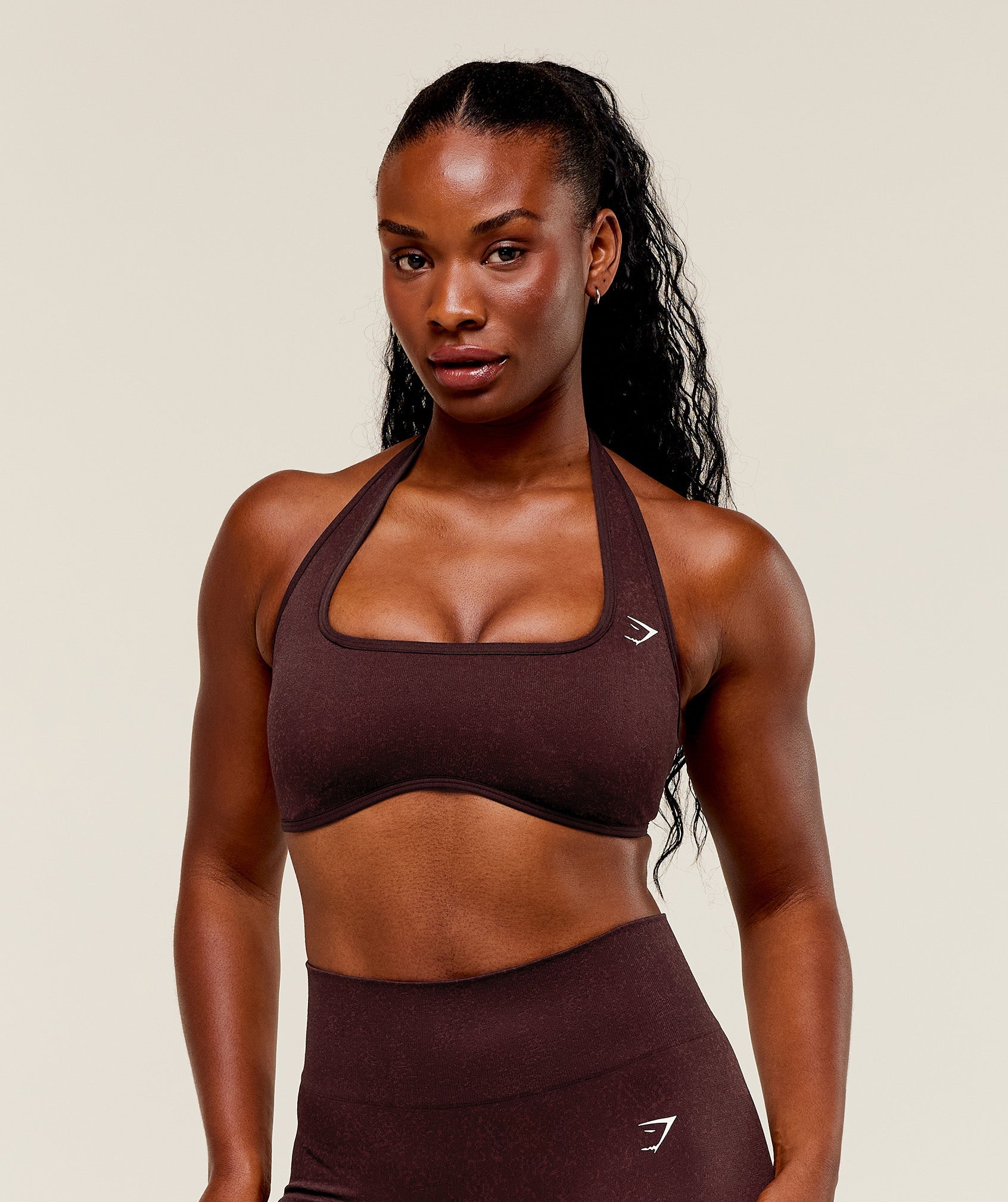 Adapt Fleck x Whitney Halterneck Sports Bra Cherry Purple/Rich Maroon