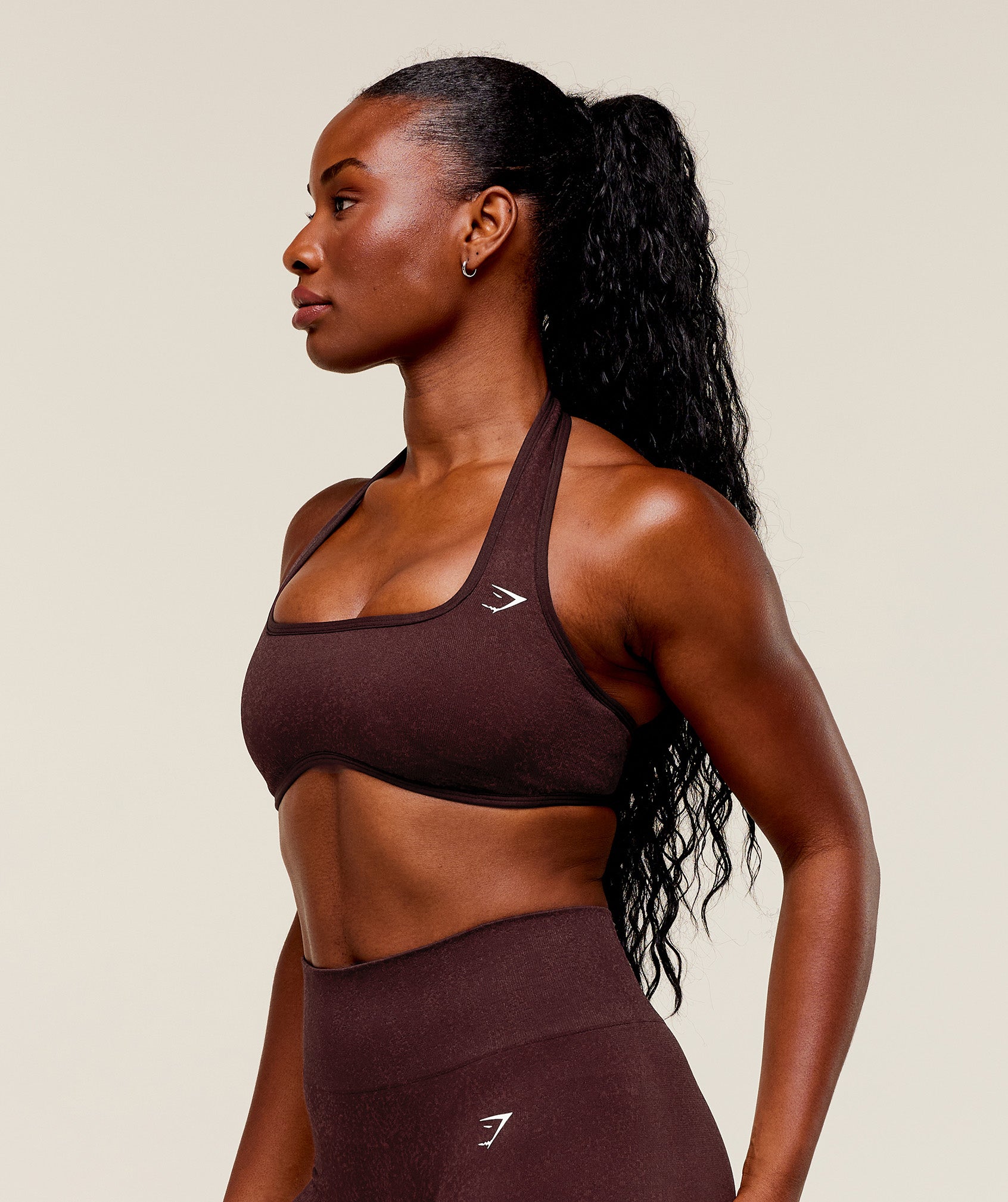Adapt Fleck x Whitney Halterneck Sports Bra Cherry Purple/Rich Maroon