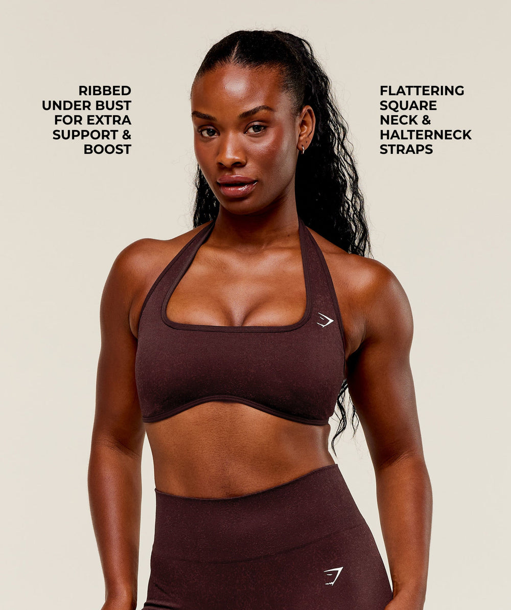 Adapt Fleck x Whitney Halterneck Sports Bra Cherry Purple/Rich Maroon