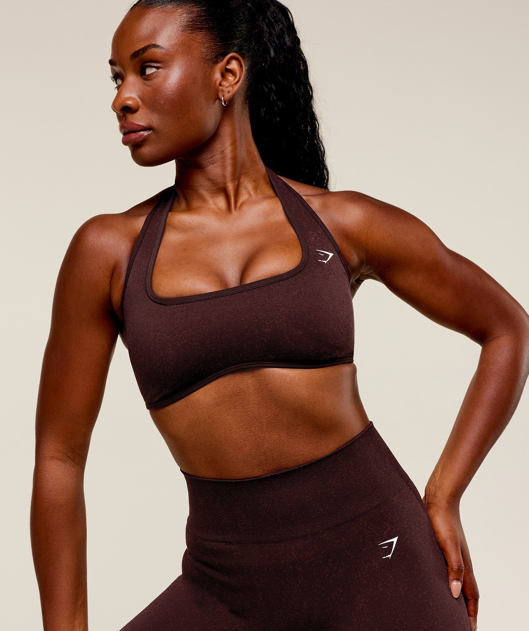 Adapt Fleck x Whitney Halterneck Sports Bra Cherry Purple/Rich Maroon
