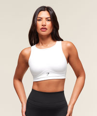 Mesh Back Sports Bra White