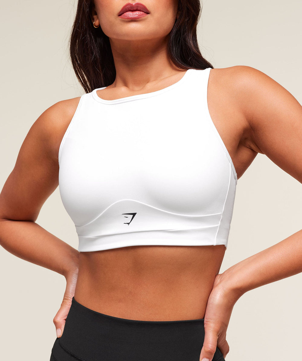 Mesh Back Sports Bra White
